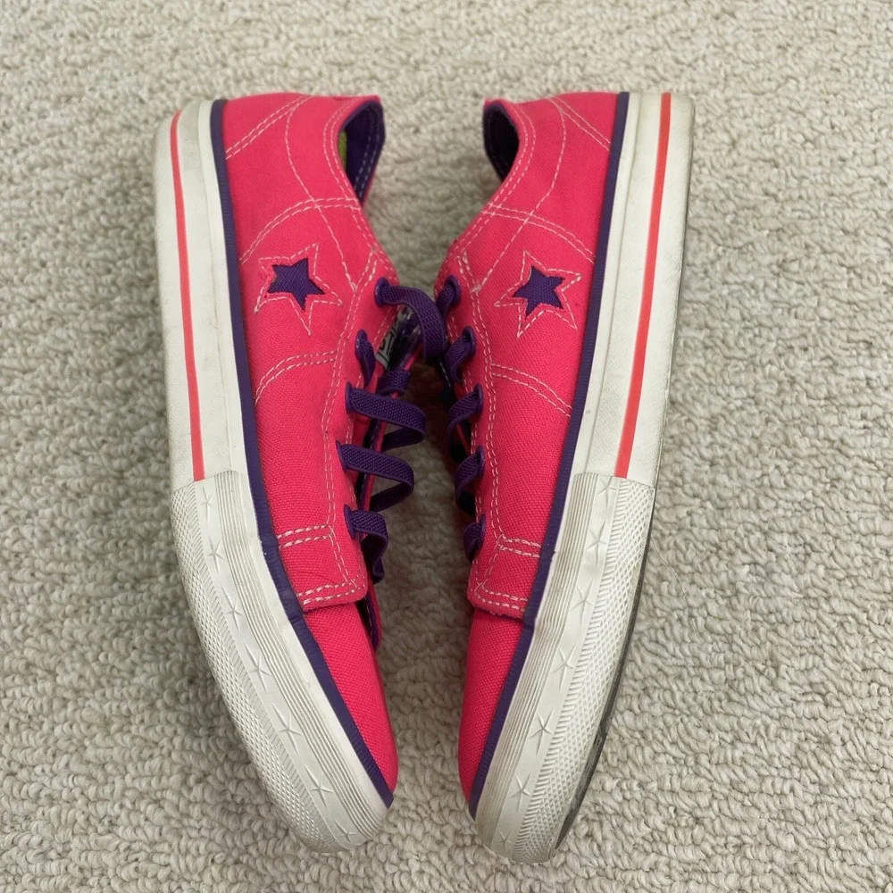 Converse One Star Sneakers Size 5 Juniors Hot Pink Purple Star Shoes Slip On - Picture 9 of 10